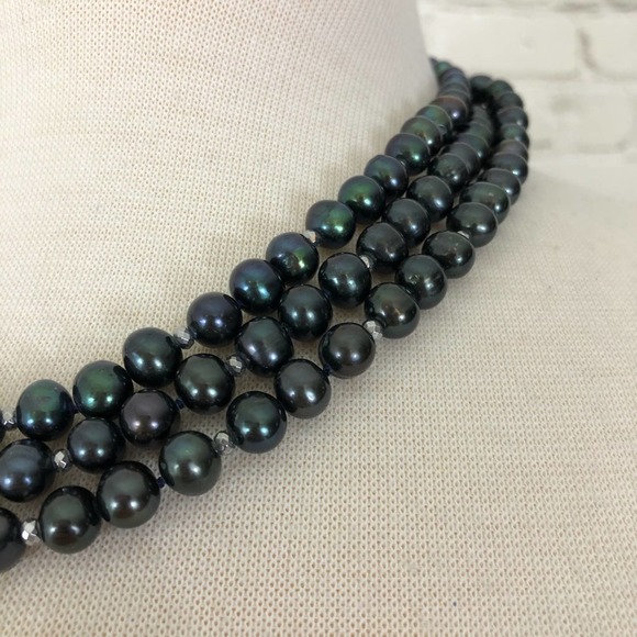 Savvy Cie Triple Strand Black Pearl Necklace NWT - Picture 10 of 10